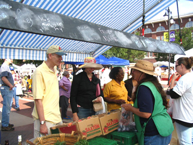 conversation over vegetables, possibly tomatoes