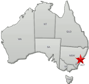 Australia map with a star on Sydney