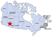 Canada map with a star on Calgary