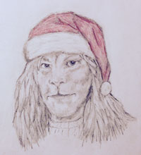 Vincent in a Santa hat