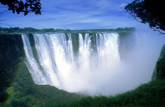 A large lush waterfall